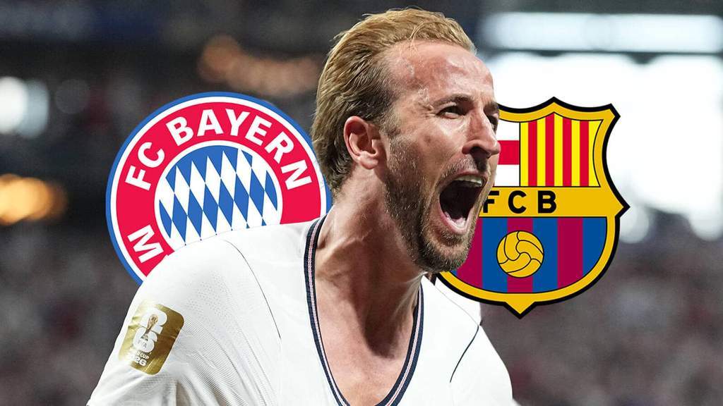 Harry Kane mengenakan jersi Bayern Munich saat menolak tawaran transfer dari Barcelona